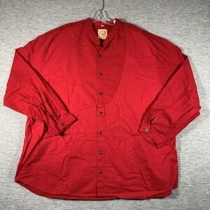 Wah Maker Shirt Mens 2XL Red Frontier Western Band Collar Button Front Cowboy